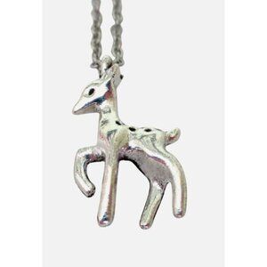 New Fawn Deer Pendant Necklace on 18 inch Stainless Chain Wildlife Animal Jewelr